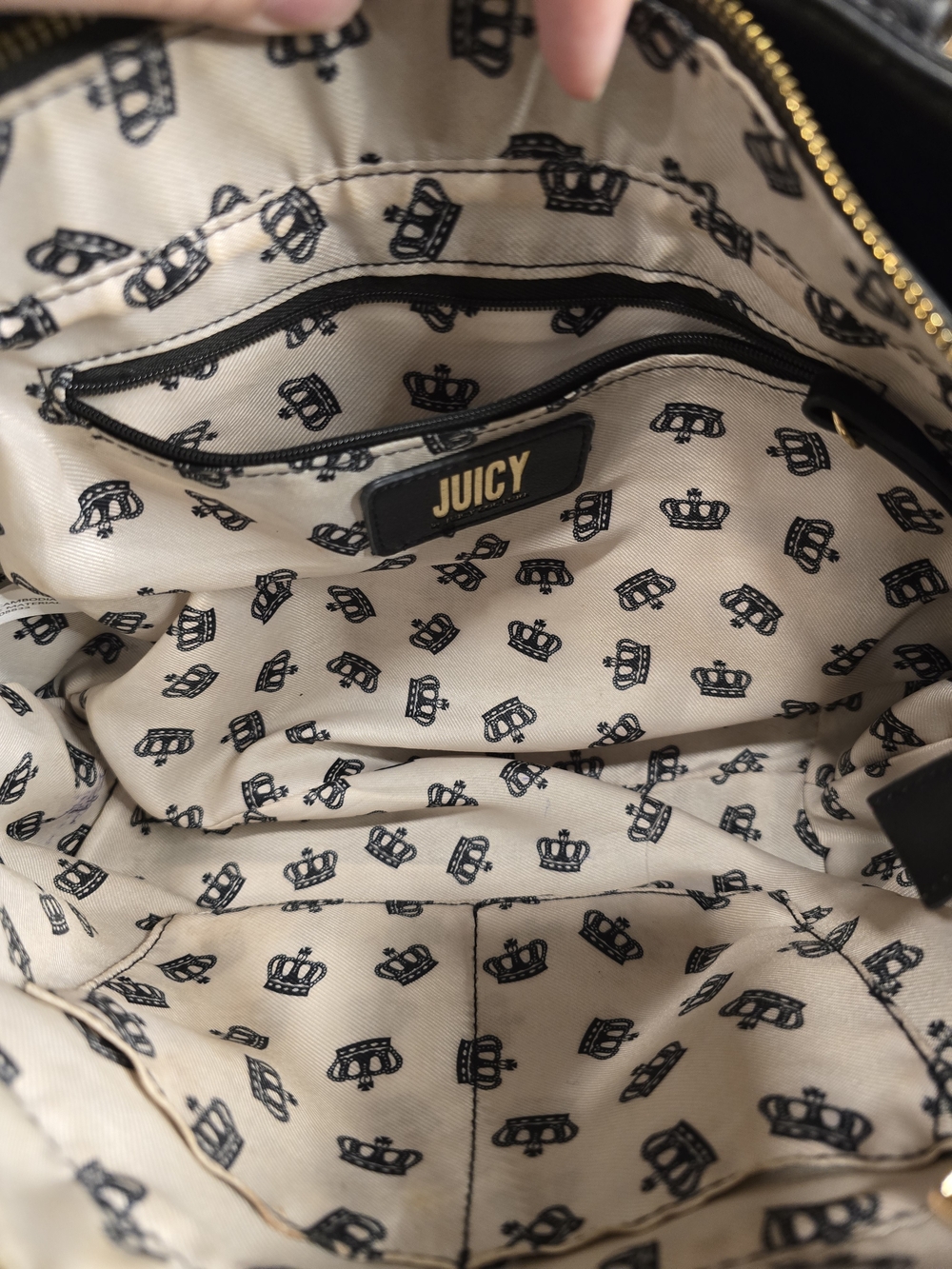 Juicy Couture Fame Satchel Black Debossed Monogram Speedy Bag - Picture 13 of 13